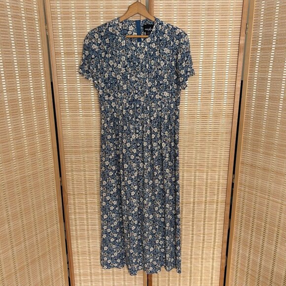 Vintage Ditsy floral babydoll Midi Dress - classic 90s floral dress style with D - Picture 8 of 10